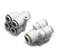KQ2UD White Pneumatic Quick Connector Y-Type Five Way Reducer One in Four PU Hose Plastic Connector PRG 4 6 8 10 12 1Pcs(KQ2UD-8-4)