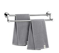 kqb Towel Rails Wall Mounted Bath Towel Rack,Stainless Steel Double Towel Bar Chrome Brushed Finish Towel Rails Wall Mounted Hanging Towel Shelf Storage/50Cm