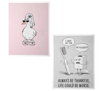 KQDRAVINE 2 Pack of Bathroom Wall Art Posters Pink Duck Wearing Cool Sunglasses, Pink Wall Art Home Décor, Creative Stress-relief Gift for the Living Room, Funny Bathroom Art or Bath, Frameless