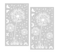 KQDRAVINE 2-Pack Window Stickers for Glass White Dandelions, Flower Stickers, Spring and Summer Designs, Anti-Collision Window Film, Flower Wallpaper Glass Doors
