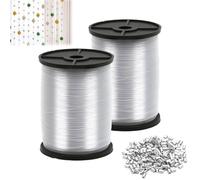 KQDRAVINE 250m Strong Clear Hanging Wire, 0.6mm/0.8mm Fishing Wire for Hanging Crafts with 200 Aluminium Crimp Sleeves, Picture Hanging Cord for DIY Fishing Engineering Decoration