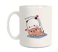 KQDRAVINE Aesthetic Mug for Bubu Dudu 330 ml, Ceramic Mug for Dudu Bubu with Stainless Steel Round Spoon, Cute Mug for Tea and Coffee, Bear and Panda Funny Mugs, Funny Coffee Cups as a Best Gift