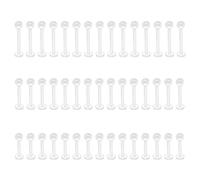 KQDRAVINE Clear Plastic Piercing Retainer 16G - Transparent Plastic Labret Without Metal, Bioflex Acrylic Set 45 Pieces with 6/8/10 mm Bars, Discreet Piercing for Everyday Work Sport