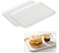 KQDRAVINE Set of 2 Rectangular Serving Trays, Kitchen Trays, Fast Food Breakfast Trays, Serving Trays, Snack Trays, Beige Gastro Tray, Serving Plates, Coffee Tray, Reusable (12.2 x 8.66 Inch)