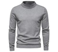 KQDSEOOF Men's Turtleneck Jumpers Half Turtleneck Knit Jumper Long Sleeve Sweater-Grey-s