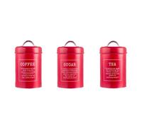 KQFCAZRE 3 Pieces Airtight jar Set Multipurpose Tea Tin jar Easy to Smooth Stainless Steel Container Storage Jar for Pantry, Gray, Gray, Brown Leather Three-Piece Set