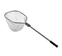 KQFCAZRE Aluminum Fishing Net, Foldable, Portable, Hand-held Mesh, Lightweight, Silicone-coated, for Family Outings, Hobby Anglers, Lakes, And Rivers, White
