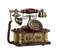 KQFCAZRE Antique Design Telephone Decorative Retro Telephone Ornate Dial Button Phone for Decorators, Collectors, Study, Wired Backlit Hands-free - Retro Double Bell Version Cloth Cord