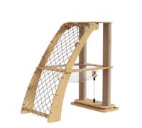KQFCAZRE Cat Climbing Net Rope-Woven Wooden Cat Climbing Frame Scratchable, R-shaped Oval Space Capsule Climbing Net