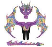 KQFCAZRE Children Roleplay Costume Dragon Costume Set Tail Accessories RP Foam Dramatic Spines With Fit suitable for Halloween, Purple, RP Graffiti Purple Dragon Set HGA26006D