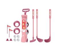 KQFCAZRE Children's Golf Set with Racket Holder Bag, Parent-child Golf Club Set for Inside And Outside, Toy Golf Toys for Children between The Ages of 3 4 5 6, Pink