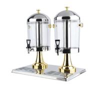 KQFCAZRE Double-Head Juice Dispenser Pedestal Stands Twobeverage Dispenser Black-Handled Spigots Commercial Drink Server, Gold, B Double Head 16L Gold