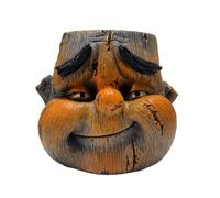 KQFCAZRE Facial Planter Carved Face-Shaped Pot Orange-Brown, Happy Face Planter