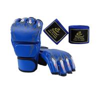 KQFCAZRE Half Finger Boxing Gloves, Sparring Gloves, Boxing Fight Gloves, MMA Gloves for Grappling, Blue