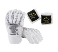KQFCAZRE Half Finger Boxing Gloves, Sparring Gloves, Boxing Fight Gloves, MMA Gloves for Grappling, White Skeleton