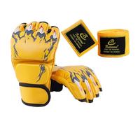 KQFCAZRE Half Finger Boxing Gloves, Sparring Gloves, Boxing Fight Gloves, MMA Gloves for Grappling, Yellow