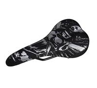 KQFCAZRE Mountain Bike Saddle with Memory Foam Wide Cushion, Comfortable with Waterproof PVC Leather Cover, Breathable, Friction- Seat, Suitable for, Skull