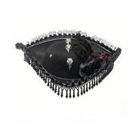 KQFCAZRE Pirate Tricorn Hat Gothic Pirate Hat with Feather Classic Costume Accessory for Theater, Black, M 56-58cm