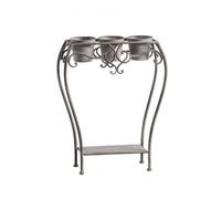 KQFCAZRE Scrollwork Plant Stand Curved Legs Iron Plant Stand Rectangular Outdoor Decor for Garden , A3500 - Three-pot Stand, 62cm H X 48cm W X 18cm D