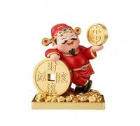 KQFCAZRE Wealth Ornament Red and Gold Finish Prosperity Deity Statue Desktop Display Home Decor, God Of Wealth Ornament