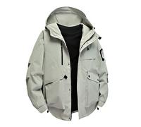 KQIVAM Mens Jackets Men Solid Color Workwear Coats Men's Durable Workwear Jacket With Waterproof Layer Mens Long Sleeve Jackets Men Coats With Multiple Pockets And Hoodie Design For Outdoor Labor