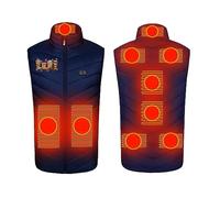 KQIVAM Unisex Heated Jacket Warm Coat Women Men's Heated Jacket with 9 Heating Zones, 3 Adjustable Heat Levels, USB Electric Heating Vest for Skiing, Motorcycling, Outdoor