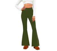 KQIVAM Women Flared Yoga Pants Casual Folded Waist Bell Bottom Loose Fit Stretch Workout Running Leggings Lounge Pants Streetwear Daily Wear, Dance