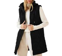 KQIVAM Women's Vest Womens Classic Hooded Design Vests Women Casual Fit Coats Womens Long Length Vests Women Simple Style Coats For Everyday Use