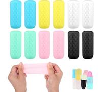 KQLHLHDYZ 12 Pack Travel Essentials Silicone Bottle Covers, Elastic Silicone Leakproof Sleeve - Travel Essentials for Toiletries, Fit Most Bottles Airplane Cruise Beach Vacation
