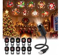 KQLHLHDYZ Galaxy Night Light Christmas Projector with 10 Festive Scenes, 5D Holographic Night Light Projector,USB Powered,360°Flexible Neck for Bedroom Ceiling Wall Room Decor