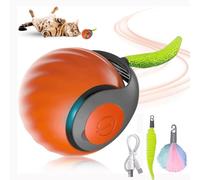 KQLHLHDYZ Interactive Cat Ball Toy with Replaceable tail, 2 Speeds Smart Interactive Pet Toy Ball, Motion Activated Automatic Cats Balls, USB Rechargeable Pet Toys, Orange