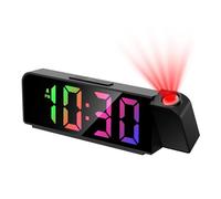 KQLHLHDYZ Projection Alarm Clock, Digital Clock with 180° Projector, 3-Level Brightness Dimmer, Big Digit & Mirror Dispaly for Bedroom