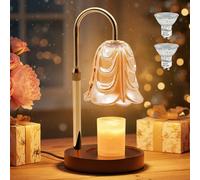 Kqpoinw Candle Warmer Lamp with Timer, Adjustable Height Candle Warmers with 2 Bulbs, Electric Dimmable Wax Melter Flower Lamp for Jar Candles, Elegant Home Decor, Flameless Burner,Lampshade, Gifts