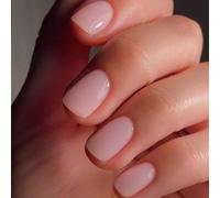 KQueenest Soft Gel Press on Nails Short Square, Dusty Light Pink False Nails Short Coffin, Glossy Natural Solid Color Pastel Pink Fake Nails Set, Reusable Gel Stick on Nail for Women 24 Pcs