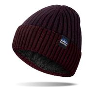 KQueenStar Direct Men’s Beanie Hat - Soft Fleece-Lined Winter Knit Cap, Comfortable & Warm, Snug Fit, Velvety Interior WineRed