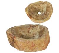 KQWQERT Fossil Stone Bathroom Basin, Rectangular Countertop Wash Vessel | Handmade artistic design, Sturdy and durable construction, Easy-to-clean surface