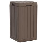 KQWQERT Outdoor Garbage Bin, 80 L Waste Container, Imitation Wood Texture | Durable Polypropylene Material, Weather-Resistant, With Lid Enclosure