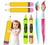 KQWVZ 6 PCS Giant Inflatable Pencil, Giant Inflatable Crayons, Large Inflatable Crayon Decorations, Blow Up Inflatable Pencil Balloons Set for Kids Party Favors School, Graduation Decorations,Birthday