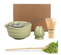 KQWVZ Matcha Whisk Set, 5 PCS Matcha Set with Whisk and Bowl, Matcha Spoon, Matcha Whisk Holder, Manual Matcha Making Kit, Japanese Matcha Set, Matcha Starter Kit, Ideal Matcha Kit for Tea Lovers