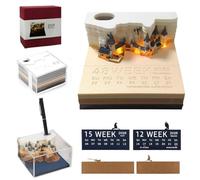 KQWVZ Time Piece Calendar 2026, 3DCalendar 2026 with LED Light, Magical Calendar 2026, Tear Off Paper Carving Art Memo, 3DCalendar Paper Carving Art Memo Pad Notepad for Christmas Desktop Decoration