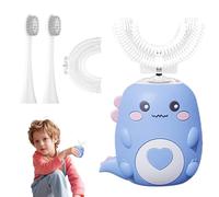 KQWVZ U-Shaped 360º Ultrasonic Toothbrush, Kids Electric Toothbrush UShaped with 4 Brush Head, Electric U Shaped Toothbrush Kids 2-12, Chewable Silicone, 2 Modes, Ipx7 Waterproof, for Boys and Girls
