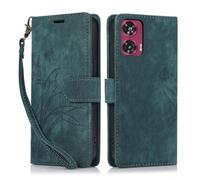 KQXG Case for Motorola Edge 50 Fusion - Premium Synthetic Leather Wallet Cover, Magnetic Flip, Foldable Kickstand, Full Protection, Card Slots, Butterfly & Orchid Design -Green