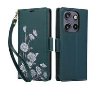 KQXG Case for Motorola Edge 50 Neo - Premium Synthetic Leather Wallet Cover, Magnetic Flip, Foldable Kickstand, Full Protection, Card Slots, Butterfly & Daisy Pattern -Green