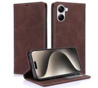 KQXG Case for Xiaomi Poco X7 Pro 5G - Premium Synthetic Leather Wallet Cover, Silicone Interior, Magnetic Flip, Card Slots, Foldable Kickstand, Shockproof Design -Brown