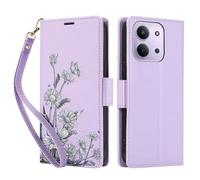 KQXG Case for Xiaomi Redmi 15C 4G / Poco C85 - Premium Synthetic Leather Wallet Cover, Magnetic Flip, Foldable Kickstand, Full Protection, Card Slots, Butterfly & Daisy Pattern -Purple