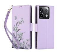 KQXG Case for Xiaomi Redmi Note 13 PRO 5G / Poco X6 5G - Premium Synthetic Leather Wallet Cover, Magnetic Flip, Foldable Kickstand, Full Protection, Card Slots, Butterfly & Daisy Pattern -Purple