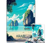 Krabi Thailand Travel Poster 1000 Piece Jigsaw Puzzles for Adults Gifts,Help The Brain Exercise Addictive Toys to Cultivate Patience Great Gift 50x75cm