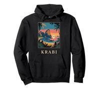 Krabi Thailand Tropical Coast Sunset Retro Travel Design Pullover Hoodie