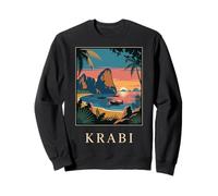 Krabi Thailand Tropical Coast Sunset Retro Travel Design Sweatshirt