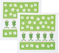 Kracht 2-Pack Tea Towels Premium Cotton Terry White-Green Size 50x50 cm